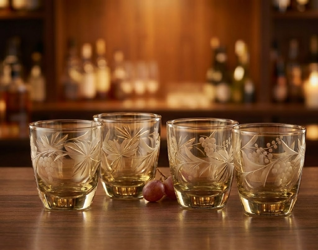 4x Schnapsglas Antiquität Sammler Glas Likörglas Vintage